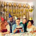 Happy Birthday Decoration Kit Combo 57Pcs for Silver and Golden HBD Letter Foil Balloons Heart Foil Kids Adults. 