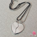 Eldorado Silver Magnetic Broken Heart Necklace Locket - Heavy Metal Magnetic Heart Pendant Necklace Gift For Friends Couples. 