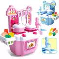 Kitchen Set Kids Simulation Kitchen With Water Tap Function Baby Toys With Light & Sound Red Baby Pretend Play Best Kitchen Play Gifts For Girls. 