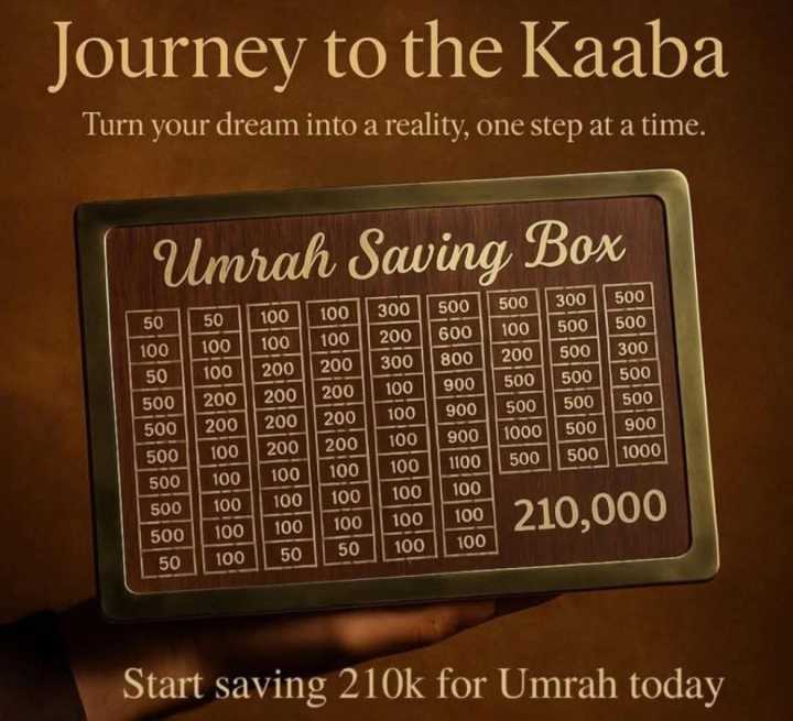 Umrah Saving Box - Wooden Umrah Saving Box - 280 Days Savings Plan - Islamic Halal Money Jar for Hajj & Umrah - Daily Pilgrimage Savings Tracker - Gift for Muslims Money Saving Box
