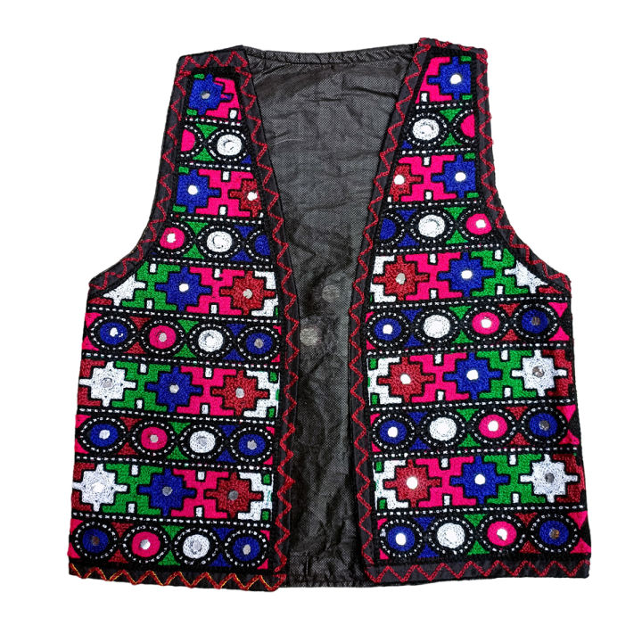 ZENZ Pakistani Sindhi Traditional Embroidered Sequins Waistcoat Koti Gilet for Baby Girls New Born to 1 Year Age Waist Coat Chest 10 Inches