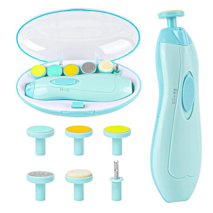 Baby Nail Clippers 6 in 1, Baby Nail Cutter Safe Electric Baby Nail Trimmer Kit, Baby Nail File Kit, With Heads, Newborn Toddler Toes and Fingernails, Trim and Polish Manicure Pedicure Nail Clippers For Infant Newborn Baby Nail Cutter