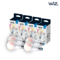 Wiz WiFi Color Smart LED Bulb- 9W (Eq. 60W) E27- Pack of 4- 16 million colors- Voice control with Google Assistant, Alexa or Siri shortcuts. 