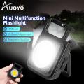 Auoyo Mini Keychain LED light 3 Mode Work Light Portable Pocket light Keychains USB Rechargeable Small Light Corkscrew Waterproof Camping Lantern Magnet Design Fishing Lamp. 