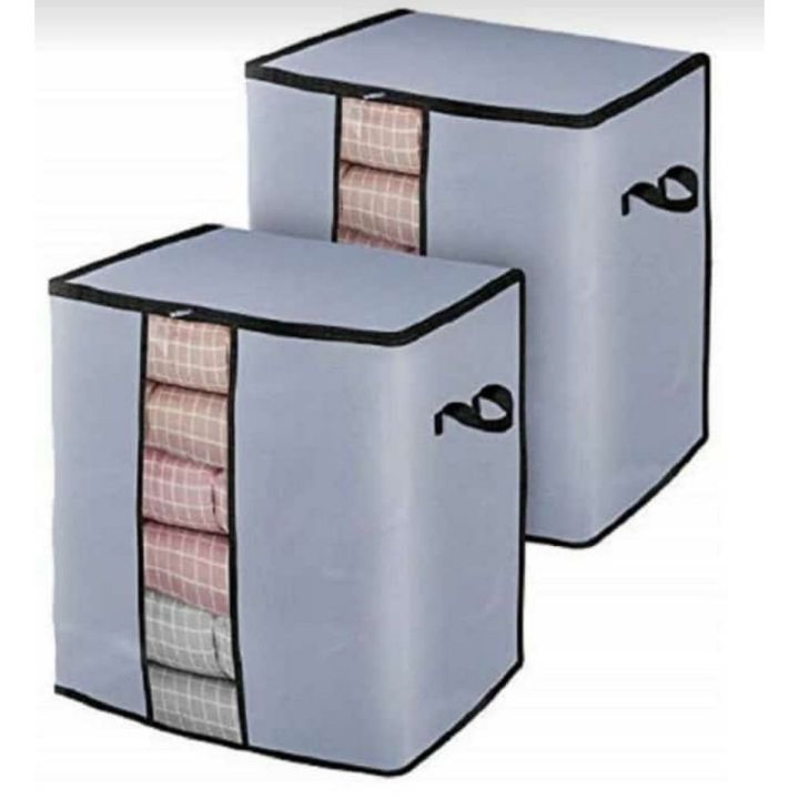 Pack Of 2 Portable Bamboo Charcoal Clothes Blanket Large Folding Bag Storage Box Organizer