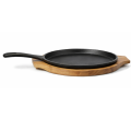 Sizzler Tawa 10-Inch 2in1 Wood Base Cast Iron Krucible Kitchen. 