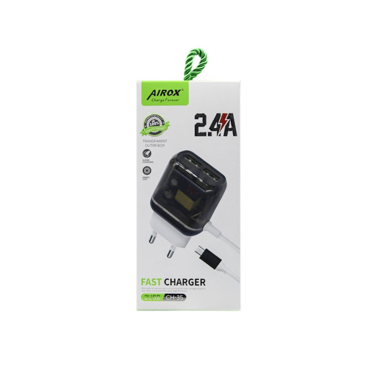 Wall Charger | Airox CH-35 2.4A Fast Charger With 2 Extra USB Port 12V Output