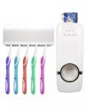 Set of Toothpaste Dispenser & Brush Holder - White. 
