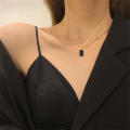 Rectangular pendant Pendant necklace Sophisticated Black Jewelry accessory Collarbone chain Minimalist Long chain Women's jewelry for Daily wear Formal occasions Party accessory Fashion statement Gift for her. 