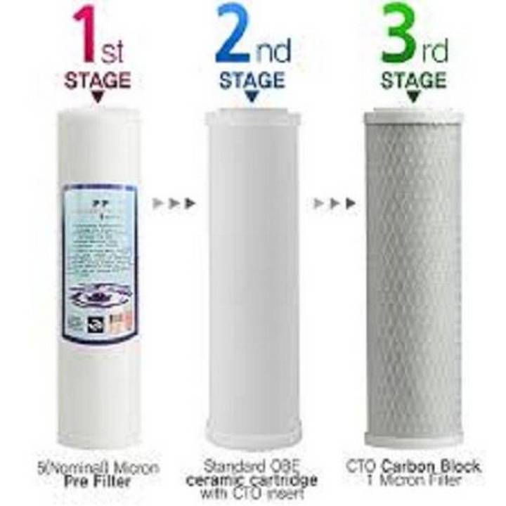 Aqua 3 in 1 Bundle Water Filter Replacement Triple Water Purification Cartridges (PPf-5 + GAC + CTO  RO Filter