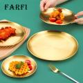 Steak Serving Platter Stainless Steel Round Serving Plate Versatile Easy to Clean for Home Bbq Camping Southeast Asian Buyers' Choice Stainless Steel Dinner Plate. 