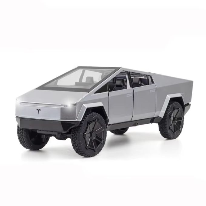 Cybertruck Diecast Collectible - 1:36 Scale, Grey Color, with Openable Doors and LED Lights