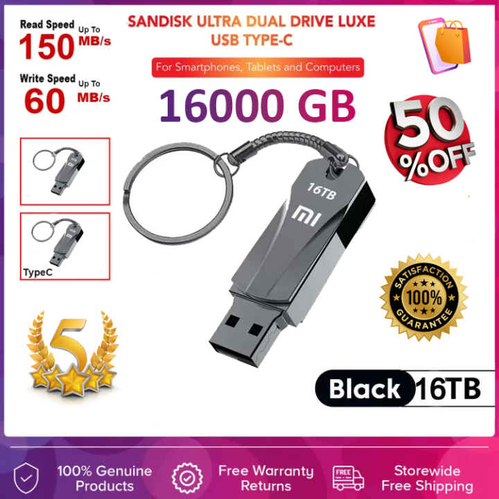 2024 USB 3.0 Pendrive 16TB High Speed Pen Drive 16TB Metal Usb Flash Drive 16TB Portable SSD Memoria Usb