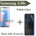 Samsung Galaxy A30s Glass Protector Tempered Glass Screen Protection Polish Glass + Back Clear Jelly Protector Soft Film Protection Hydrogel Film Protector For Samsung Galaxy A30s. 