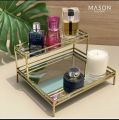 Mirrored Vanity Tray for Dresser Jewelry and Perfume Tray - Two Tier Trays. 