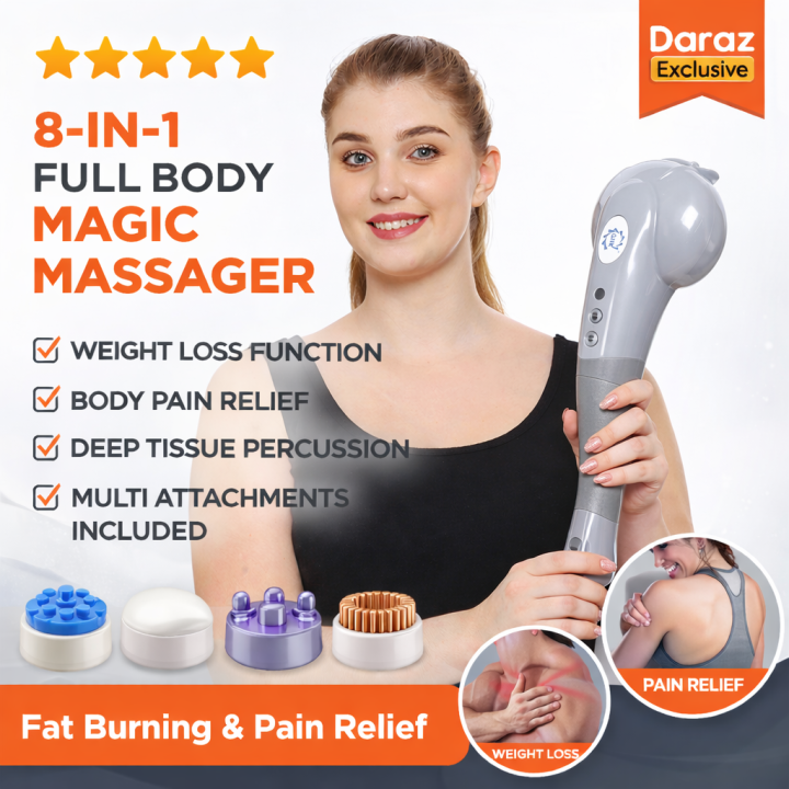 8 in 1 Full Body Magic Massager Machine With Weight Loss Function Vibration for man and woman Magic Machine For Body Pain Relief Massager Percussion Muscle for Pain Relief, Handheld Massager for Body,Sports Portable Handheld