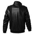 MEN BLACK AVIATOR BIKER LEATHER JACKET. 