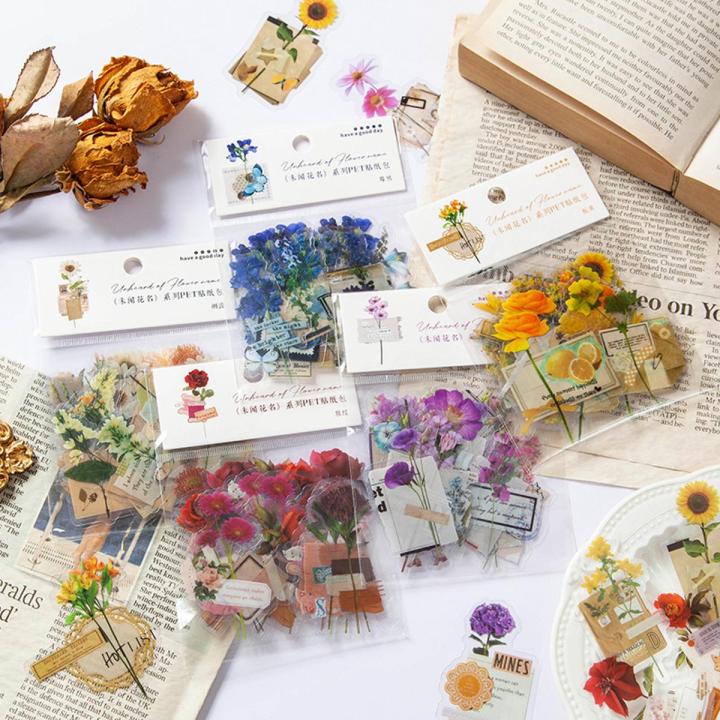 RHS Online 30PCS Unheard Of Flower Name Series Waterproof PET Stickers Album Diary Journal Decorative Crafts Scrapbooking DIY Sticker