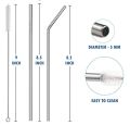 Straws Stainless Steel - Drinking Straw Reusable with Ultra Long 4 Metal Straws 8.5"(2 Straight, 2 Bend) and 1 Cleaning Brush - Eco Friendly Drinking Straws. 