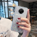 Casinglee for Huawei Y9A case Shiny Ring Glitter Soft Transparent Holder Stand Back cover with String for Huawei Y9A Phone cases cover Stars Moon Girls. 