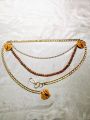 Elegant Multi-Layer Metal and Beads Chain Waist Belt. 