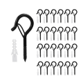 25 PCS Metal Hanging Hook with Safety Buckle, Windproof Screw Hooks for Hanging Outdoor String Lights for Hanging Plants,. 