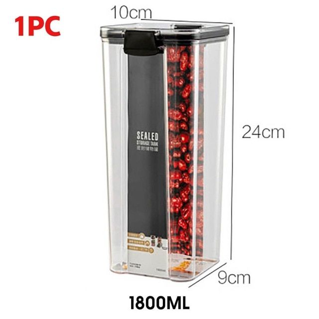 【FUN LIVE】 700/1300/1800ML Food Storage Container Plastic Kitchen Refrigerator Noodle Box Multigrain Storage Tank Transparent Sealed Cans