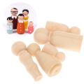 5/1Pcs Family Five-color Wooden Peg Doll Handmade Painting Doll Crafts Unfinished Children's Graffiti Solid Wood DIY Decoration. 