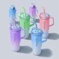 New gradient color high-value plastic cup 40oz cold-proof ice cup three-piece set portable portable cup. 