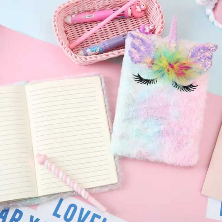 New%20Unicorn%20Themed%20Soft%20Plush%20Diary%20Notebook%20with%20Glitter%20Design%20for%20Kids%20-%20Image%202