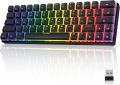 Tezarre TK63 Wireless Keyboard Bluetooth/2.4G/USB Wired 60% Mechanical Gaming Keyboard RGB Backlit PBT Pudding Keycaps Hot-Swappable. 