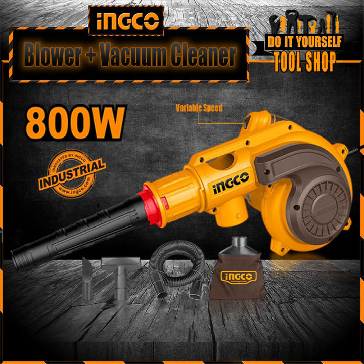 Ingco INDUSTRIAL 2 In 1 - Vacuum Cleaner And Aspirator Blower - 800W Variable Speed and 100% Copper Motor Winding