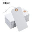 100 PCS Perforated Cotton Elastic Line Hang Tags Card White Paper Card Label Listing Classification Card Number Plate. 