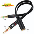 2 in 1 Female to 2 Male Headphones 3.5mm Splitter, connector Mic Audio Y Splitter AUX Cable, Headset Adapter, Single pin Headphone to PC Convertor, for PS4, Xbox, Tablet, Mobile. 