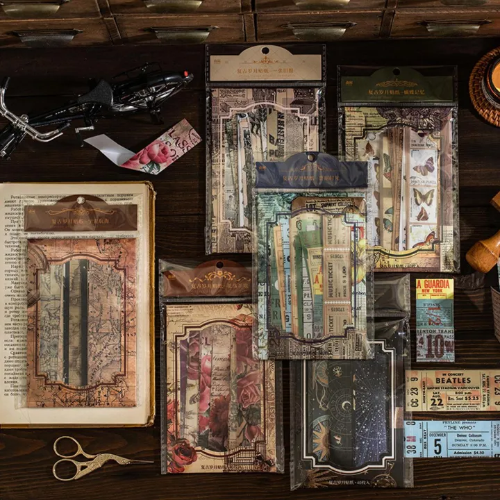 RHS Online 40PCS Vintage Years Series Washi Stickers Album Diary ...