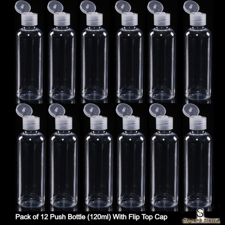 Empty Plastic Push Bottle 120ml / Empty Plastic Bottles for Hair Oil /  Empty Push Bottles Lotion Flip Top Refillable Bottle