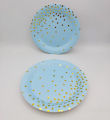 BLUE AND GOLDEN POLKA DOT THEME PAPER PLATES PACK OF 10 PAPER PLATES ( 7 INCH SIZE ). 