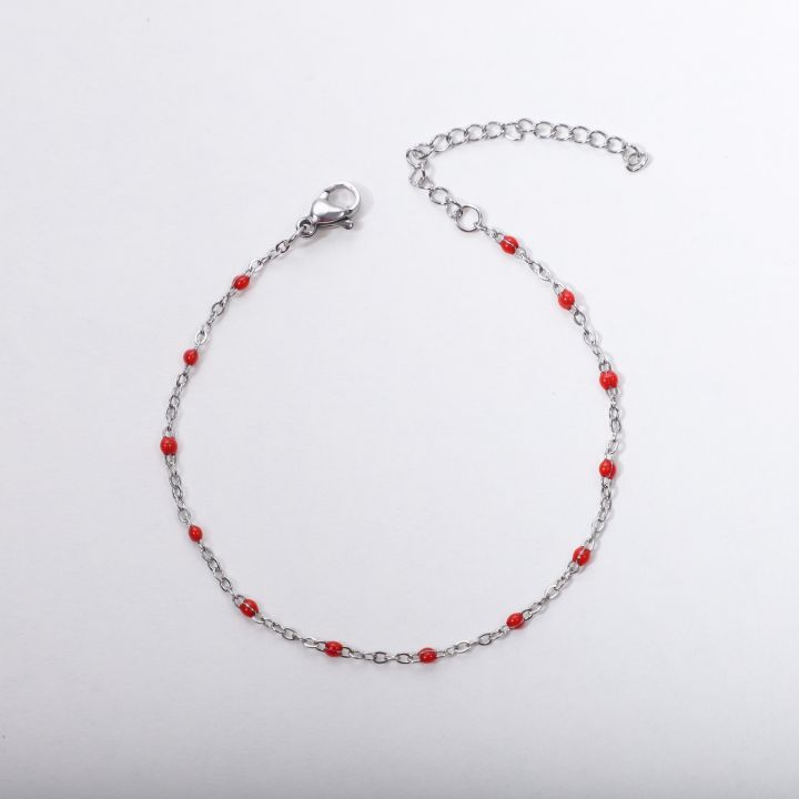 Fashion DIY Jewelry Steel Color Drip Oil Bracelet 304 Stainless Steel Cross Enamel Bead Chain Drip Oil Paint Exquisite