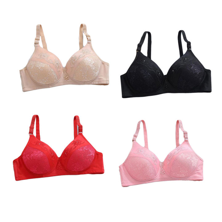 Ladies Brazier for B and C Cups and Soft Padded Bras for Women Non Wired Brassier in Black Beige Pink and Red Colors 34 36 38 40 42 Size Bras for Girls Available