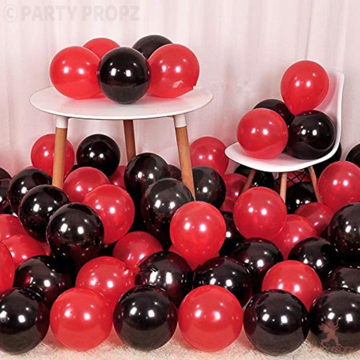 Pack of 50 ( 25 Red & 25 Black ) Party Balloons 14 Inch High Quality Latex Balloons for Red & White Theme Birthday Party Decoration, Weddings
