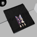 BTS Pics Logo Black Drawstring Bag For (Boys & girls). 