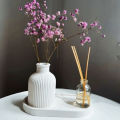 Concrete Vase and Oval Tray Set - Minimalist Home Decor, White Design. 