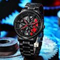 3d Car Wheel Moving Watch With Skeleton Dial Desing. 