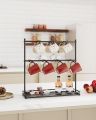 Coffee Mug Holder for Countertop, Tea Cup Holder, 14-Hook Mug Tree Rack for 14 Cups, 2 Tier Mug Display Stand with Heavy Duty Metal Base, Cup-Mug Organizer. 