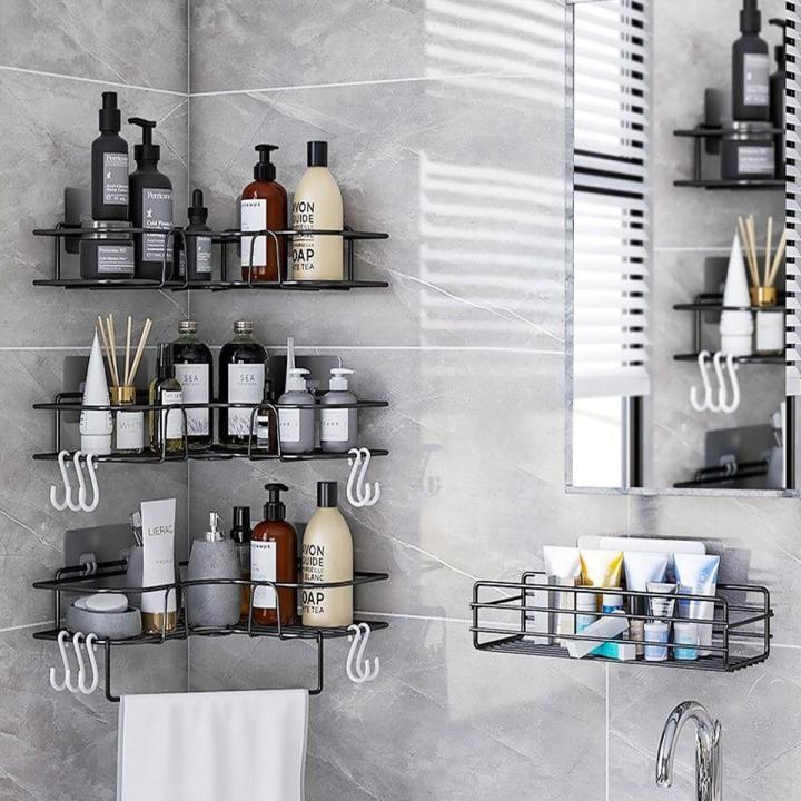 Multifunctional Iron Bathroom Shelf Wall Mount Shower Room Shampoo Storage Holder Kitchen Corner Bathroom Accessory