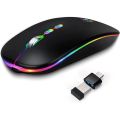 Wireless Bluetooth Mouse 2.4GHz + 5.0 / Optical led / Silent / Rechargeable / With Receiver For PC / Laptop Ultra Slim Dual Mode 5.1 Bluetooth mouse Rechargeable Battery Gaming RGB USB Wireless Optical Mouse With Silent Clicks. 