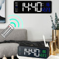 Large LED Digital Wall Clock with Remote Temp Date Week Display Dual Alarms Power Off Memory. 