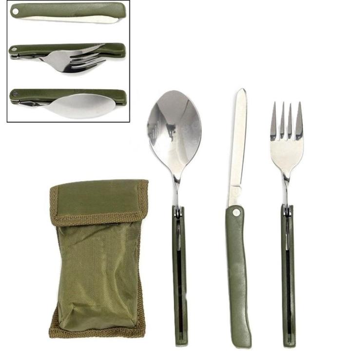 3 In 1 Outdoor Folding Dinnerware Spoon Fork Knife Set