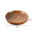 Wooden Plate Tableware Round Solid Wood Dessert Plate Japanese-style Wooden Tray Dried Fruit Snack Plate Walnut Color Wood Plate. 