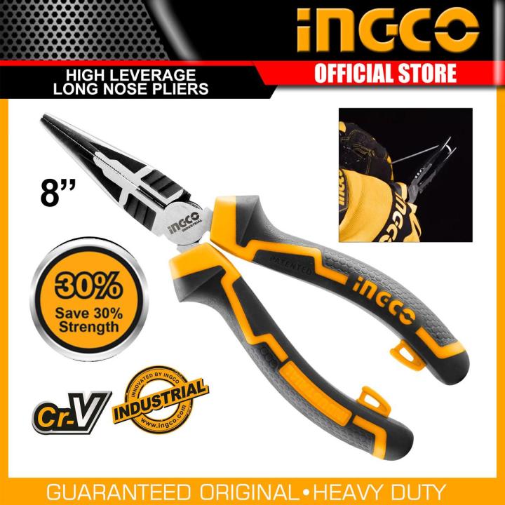 Ingco  8" High Leverage Long Nose Pliers CrV